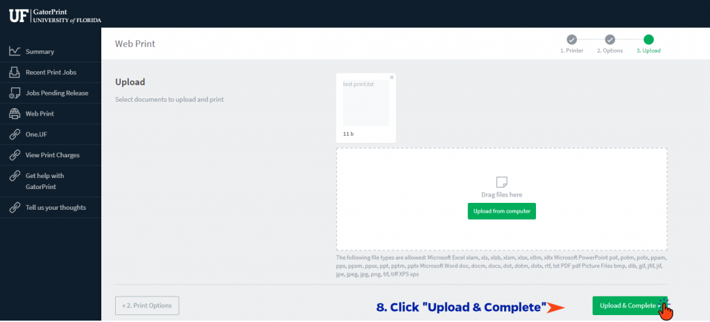 Upload and Complete