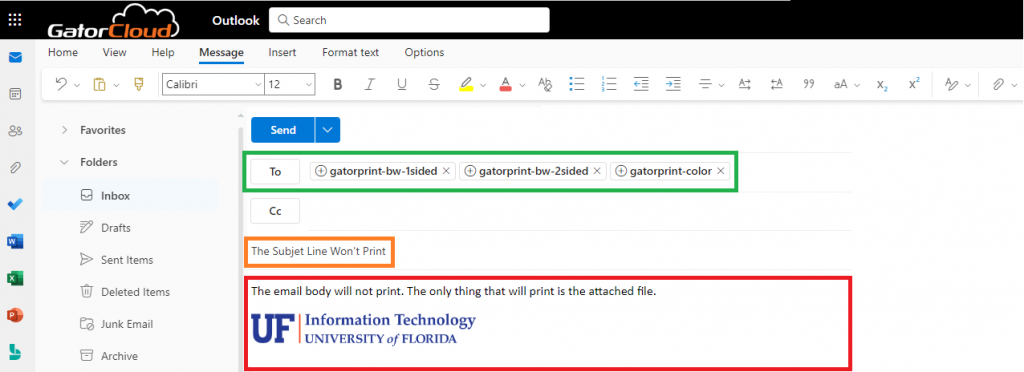 Sending Email to GatorPrint