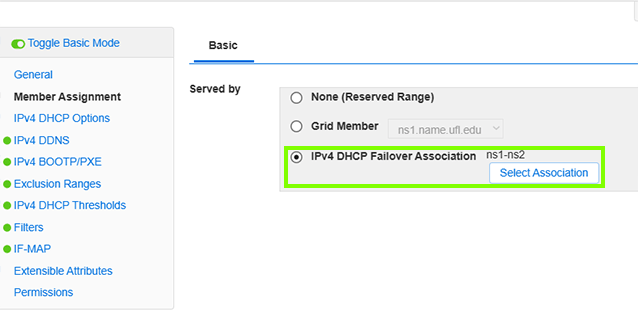 Infoblox DHCP Failover Association Option