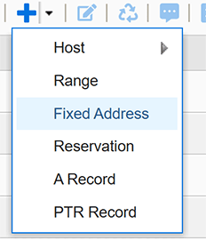 Infoblox Add Fixed Address Menu Item