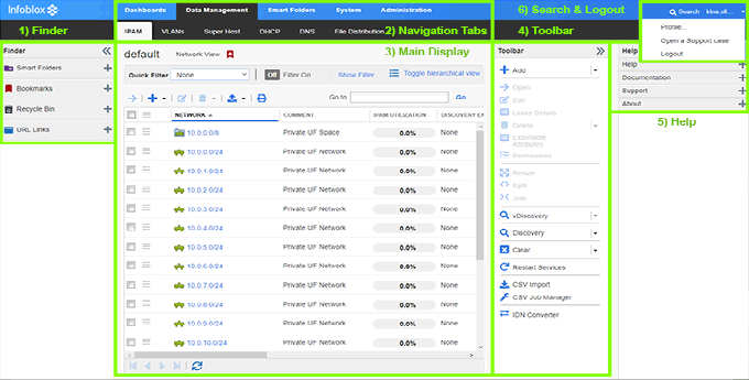 Infoblox Main Interface Layout