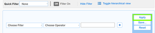 Infoblox Quick Filter Apply Button