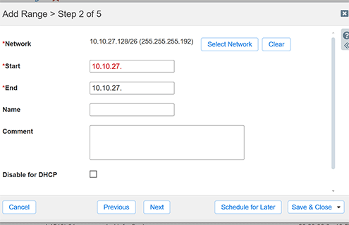 Infoblox Add DHCP Range Wizard
