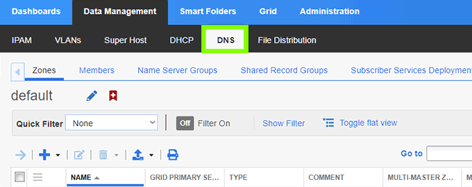 Infoblox DNS Tab and View