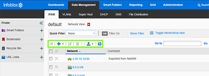 Infoblox Top Toolbar