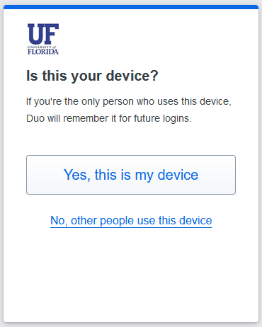 DUO Is This Your Device prompt