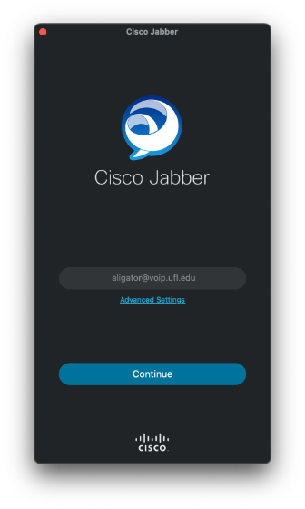 Jabber Login First Screen