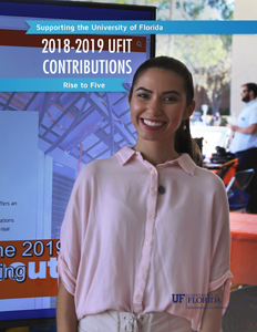 2018-2019 UFIT Contributions cover with photo of female student