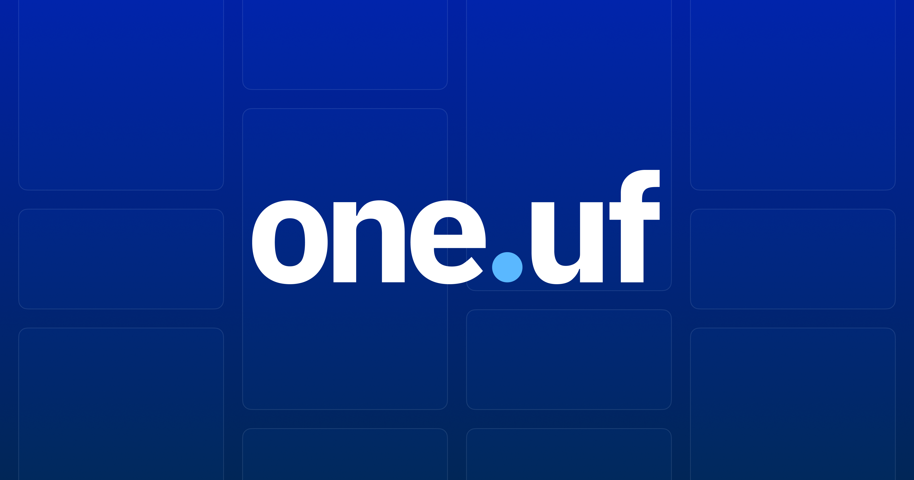 Blue and white logo for one.uf.