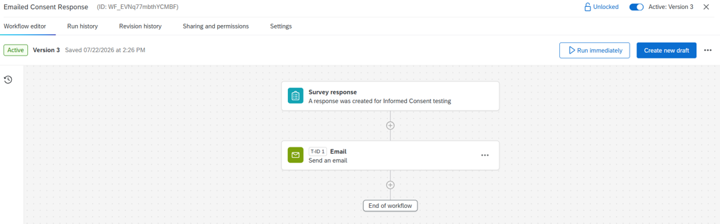 Survey Flow Create Workflow Button