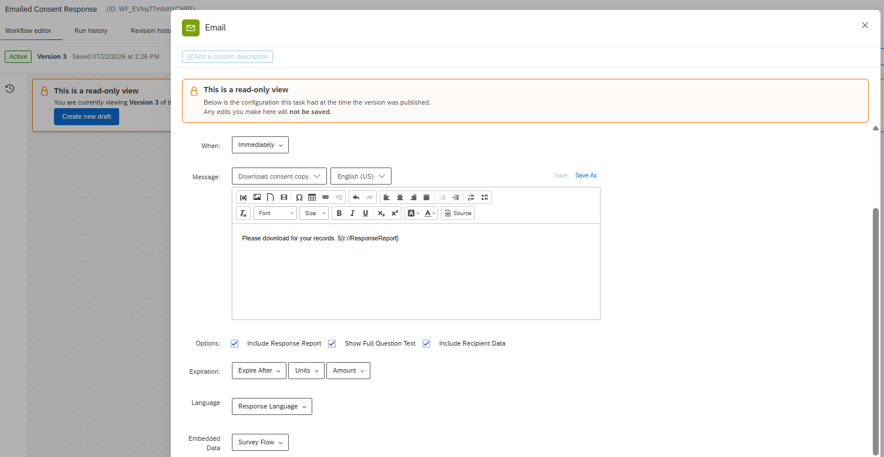 Survey Flow Email Button