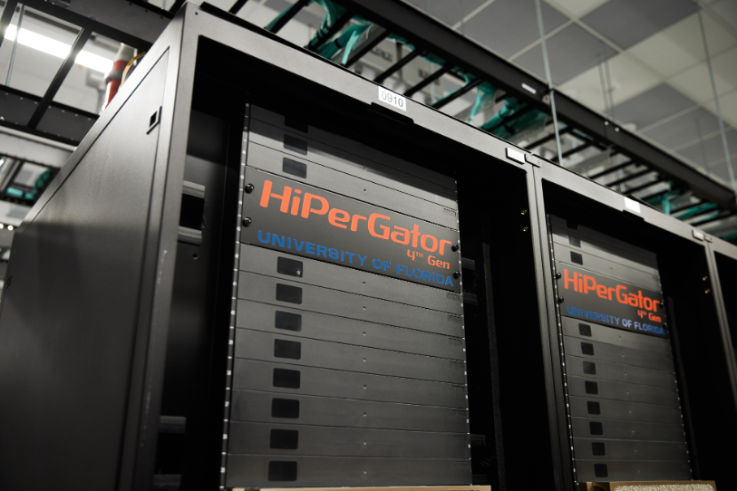 Close-up of HiPerGator 4th Generation supercomputer server.
