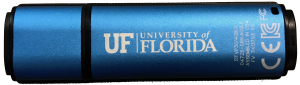 Light blue UF branded USB drive