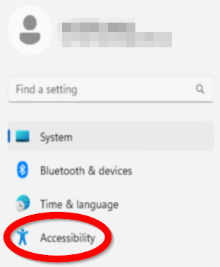 Accessibility is the 4th category down